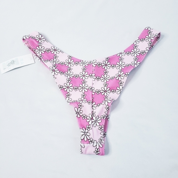 *Last Chance* NWT Frankie's Bikinis Pink Daisy Terry Swimsuit Top + Bottom XL - Picture 11 of 16